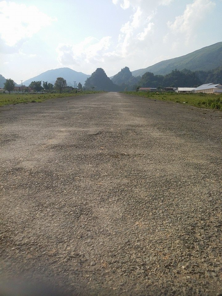 the airstrip cuts right through the village